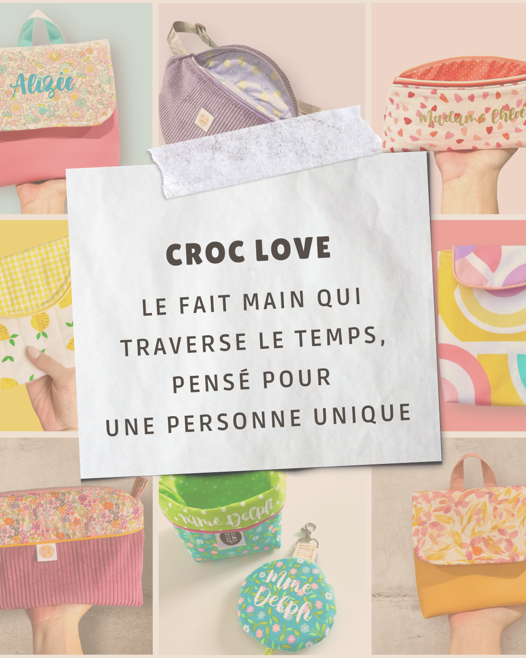 Accessoires textiles faits main Croc Love – création artisanale personnalisée